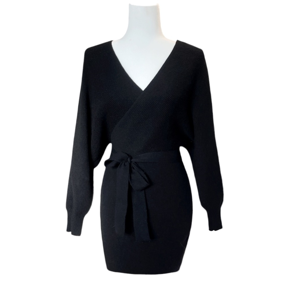NWOT Surplice Neckline Tie-Front Sweater Dress